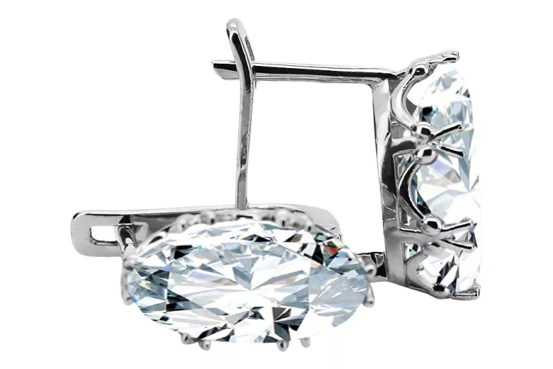 Kubický Zirconia 925 Strieborné náušnice Classic Vintage VEC021s